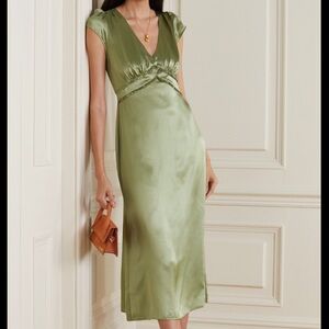 REFORMATION Kaye ruffled silk-satin midi dress